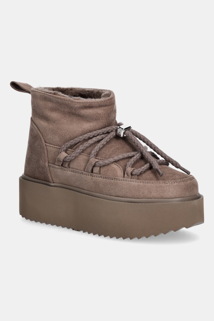 Semišové snehule Inuikii Classic Low Platform hnedá farba, 1001.006.0012.163