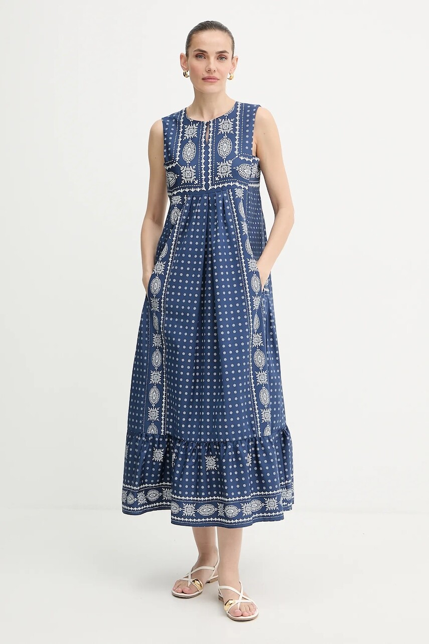 Šaty Weekend Max Mara MANILA tmavomodrá farba, maxi, áčkový strih, 2525226021600