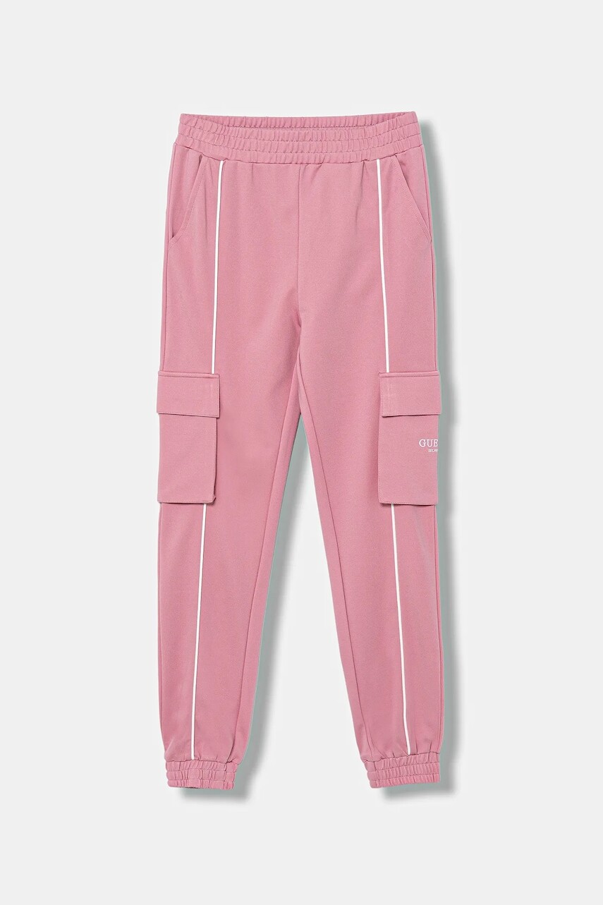 Detské tepláky Guess ružová farba, jednofarebné, J5YB04 KCY62