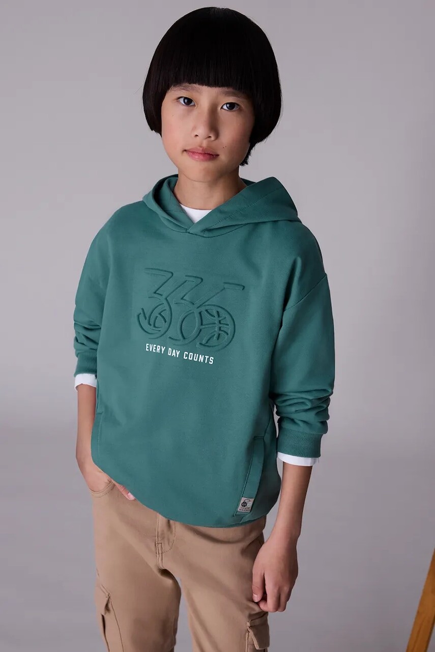 Mikina Mayoral zelená farba, s kapucňou, 7401