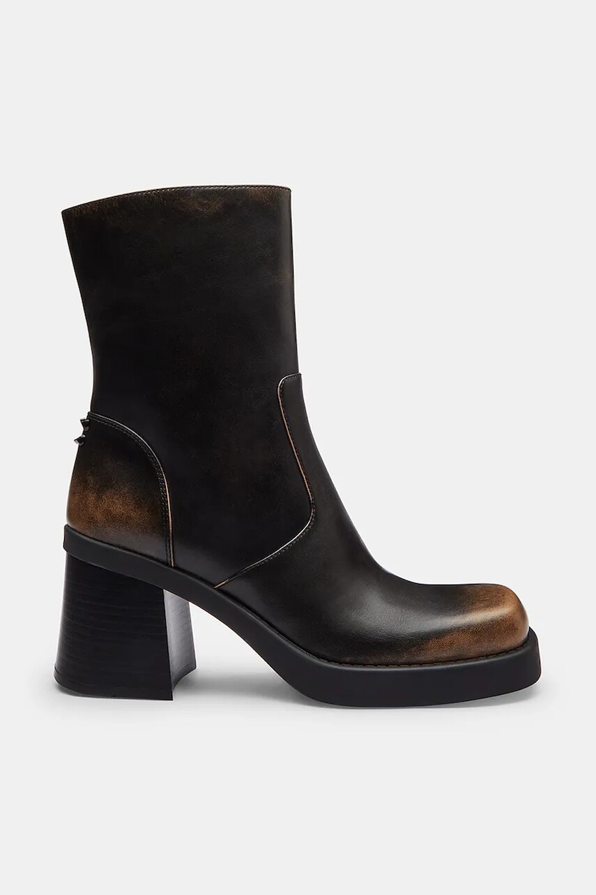 Kožené členkové topánky Coach Sculpted C Loved Leather Bootie čierna farba, na podpätku, jemne zateplené, CBO46