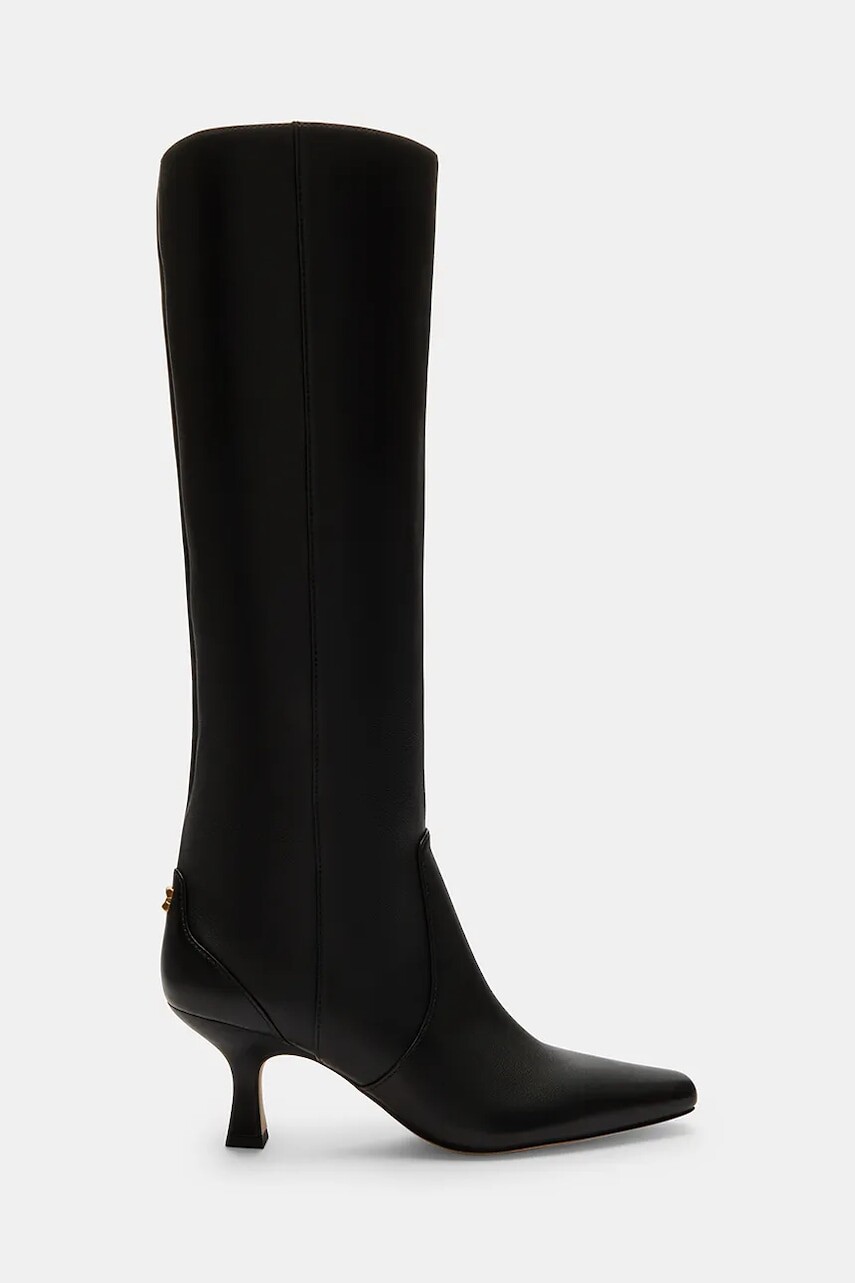 Kožené čižmy Coach Sculpted C Kitten Heel Leather Boot čierna farba, na vysokom podpätku, CBP30