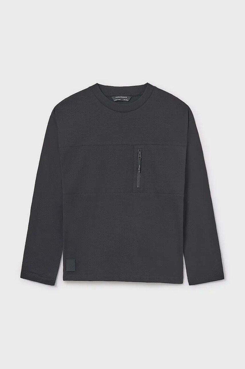 Bavlnené tričko s dlhým rukávom Mayoral čierna farba, 7009