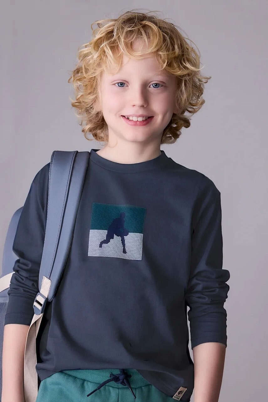 Bavlnené tričko s dlhým rukávom Mayoral tmavomodrá farba, 7005