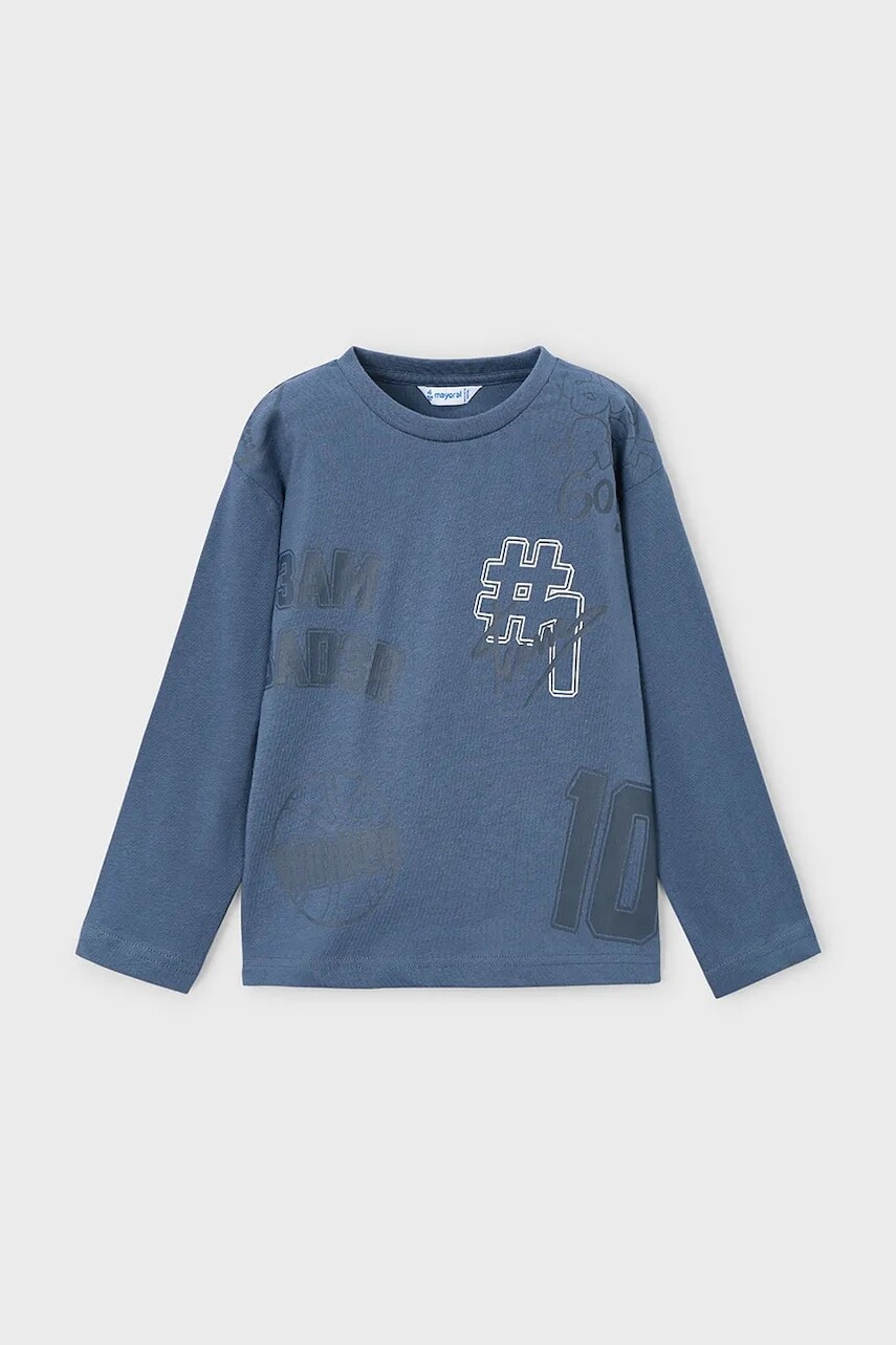 Bavlnené tričko s dlhým rukávom Mayoral modrá farba, 4074