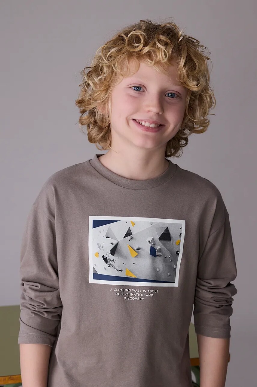 Bavlnené tričko s dlhým rukávom Mayoral zelená farba, 7006