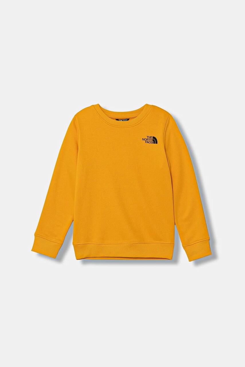 Detská mikina The North Face TEEN BOX NSE REGULAR CREW žltá farba, s potlačou, NF0A89H756P1
