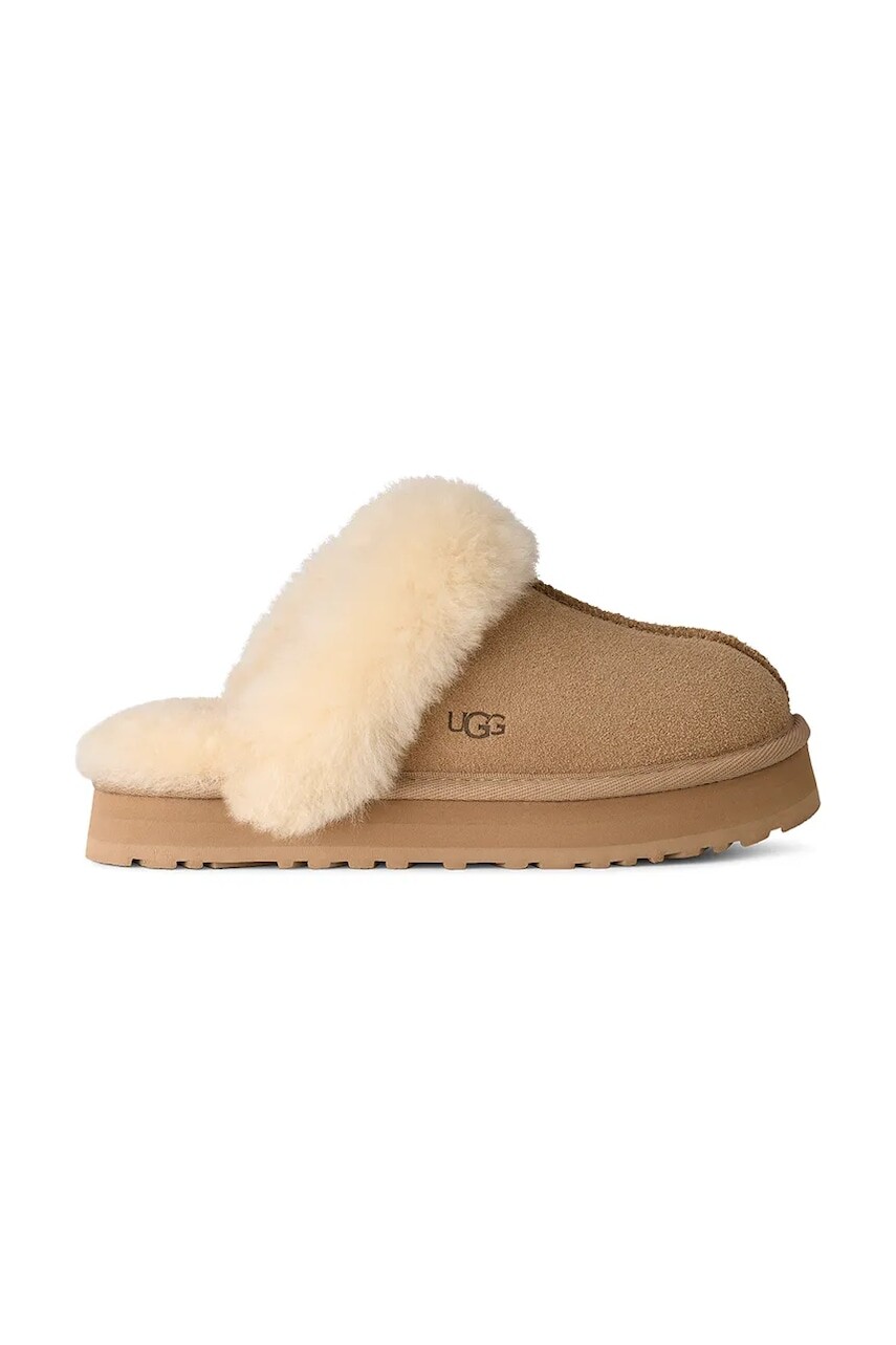Detské semišové papuče UGG DISQUETTE béžová farba, 1171199K