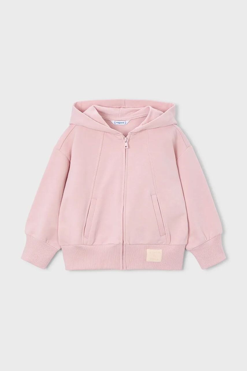 Detská mikina Mayoral ružová farba, s kapucňou, jednofarebná, 4449