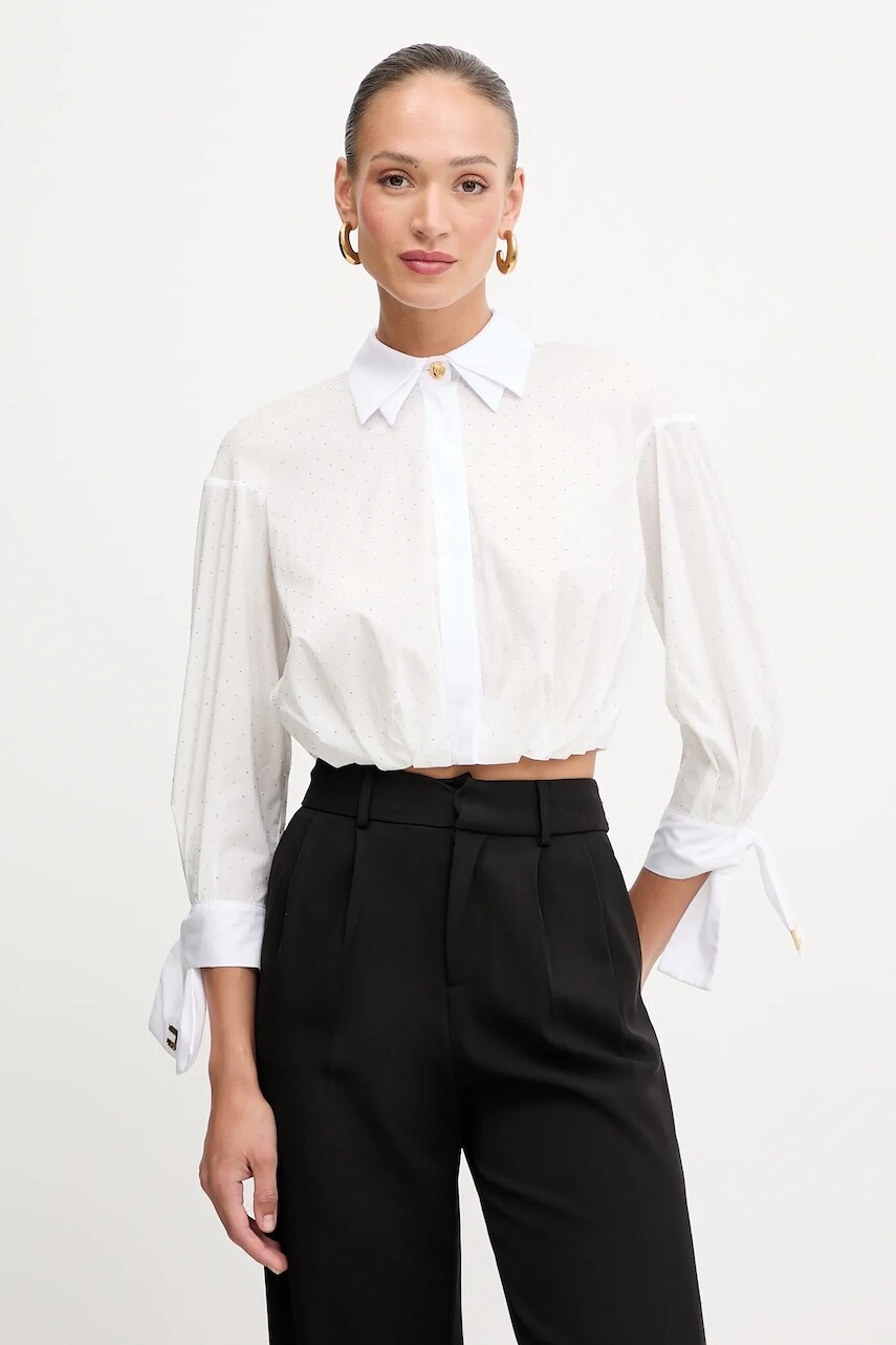 Košeľa Elisabetta Franchi biela farba, regular, s klasickým golierom, CA08151E3