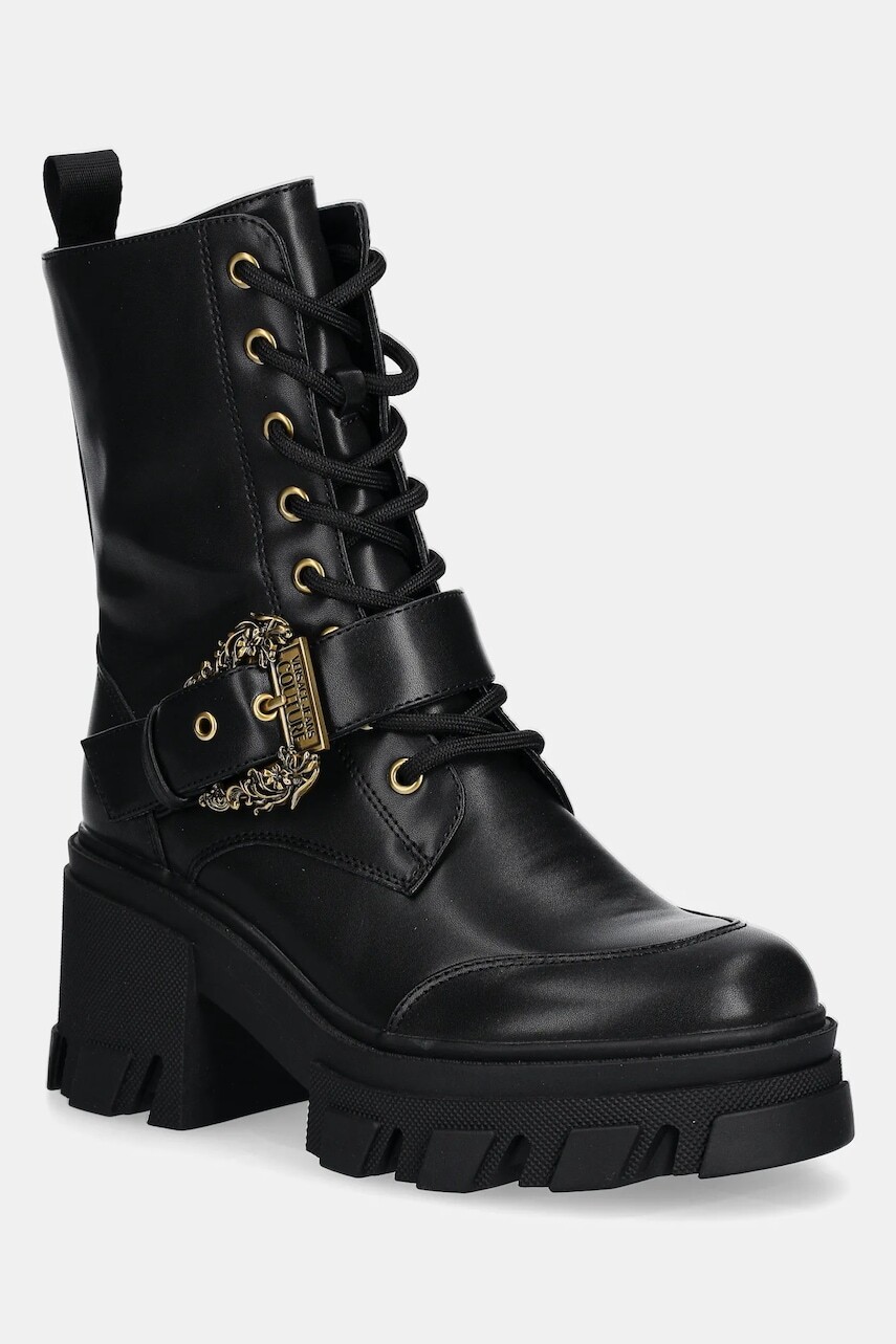 Členkové topánky Versace Jeans Couture čierna farba, na podpätku, 79VA3S86 71570 899
