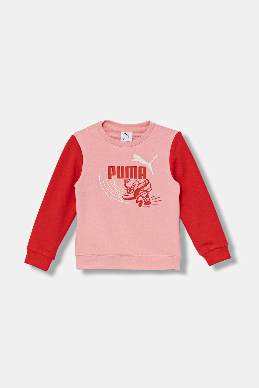 Detská mikina Puma LITTLE RUNNERS Crew TR PS ružová farba, s potlačou, 688477