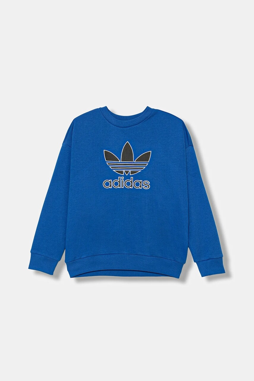 Detská mikina adidas Originals modrá farba, s nášivkou, JV8570