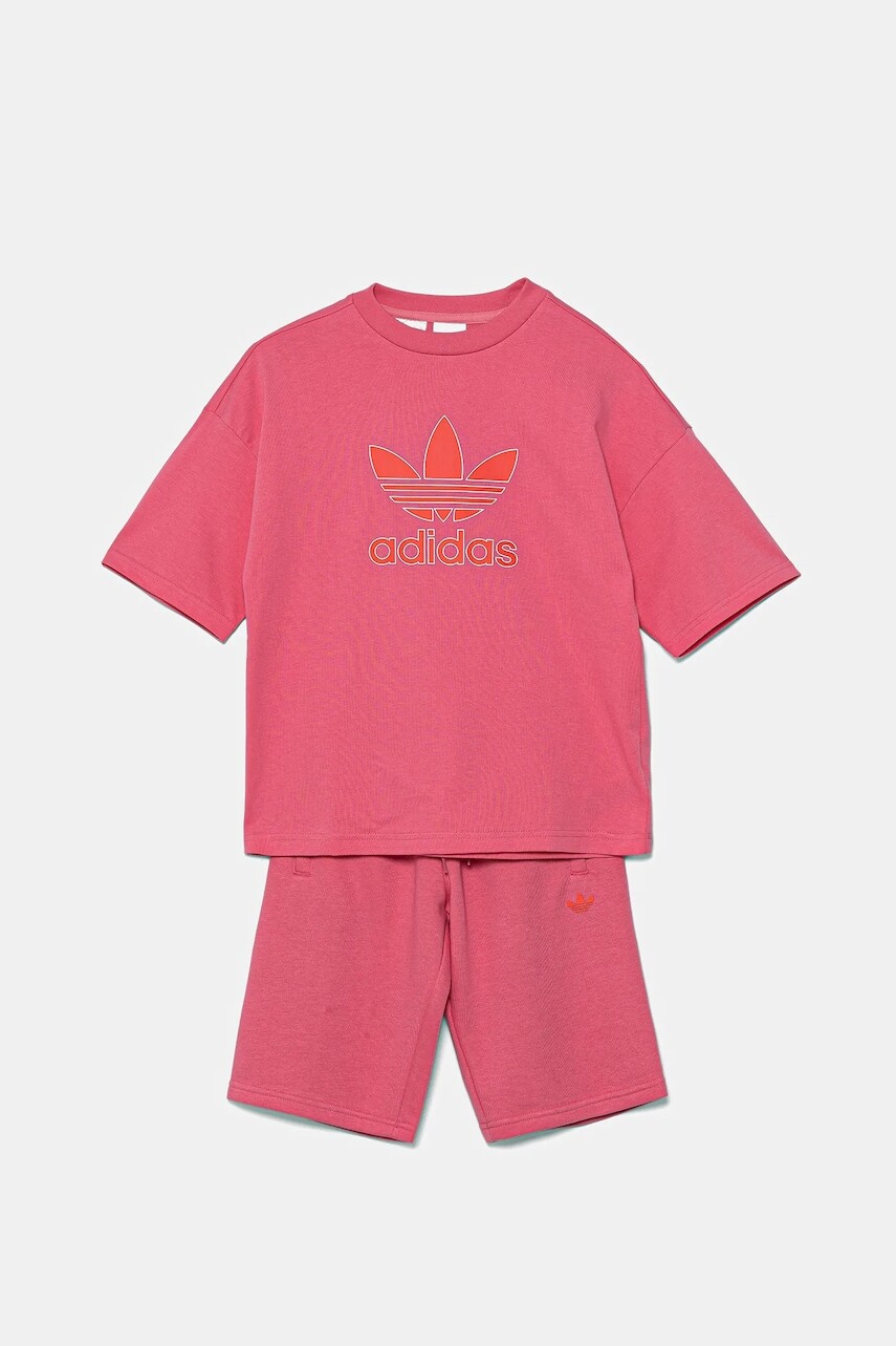 Detská bavlnená súprava adidas Originals ružová farba, KA0222