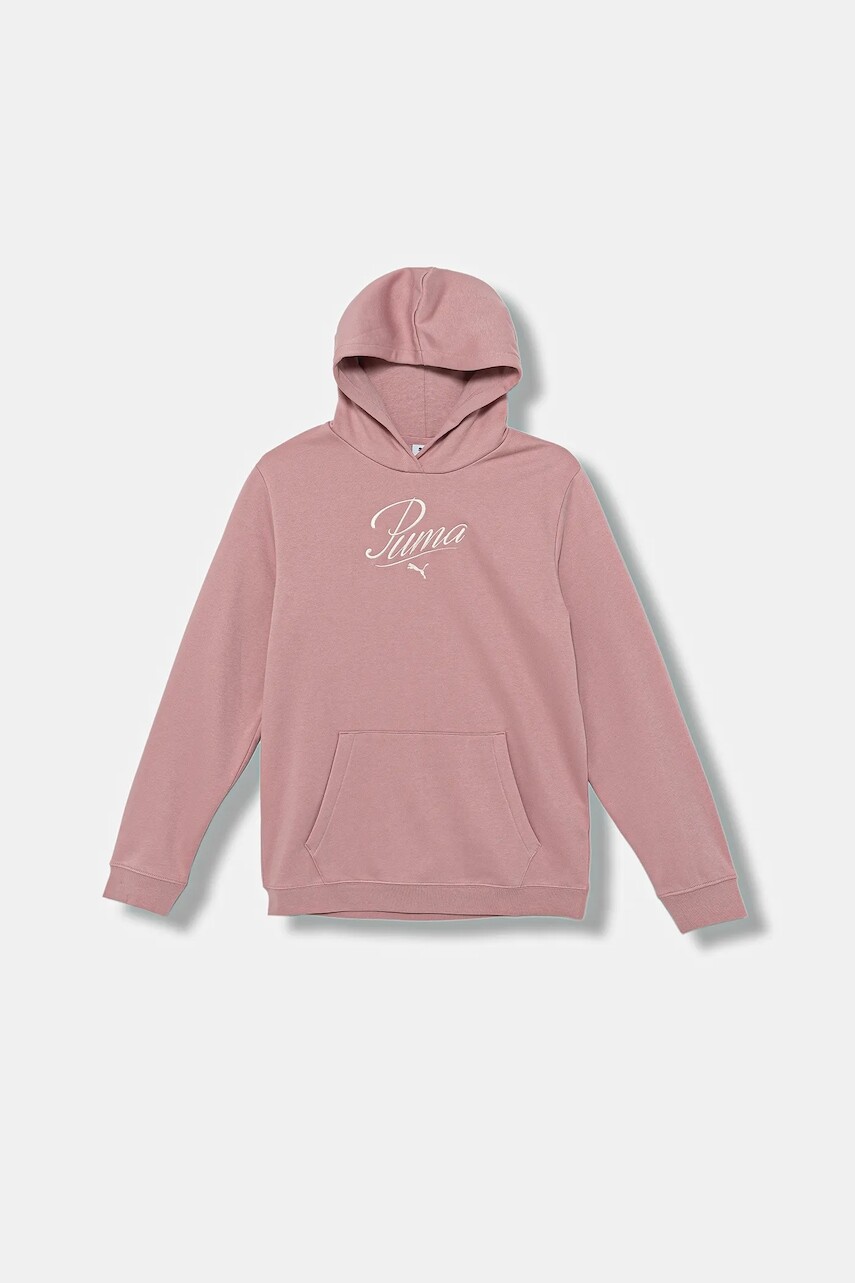 Detská mikina Puma ESS SCRIPT Hoodie FL G ružová farba, s kapucňou, vzorovaná, 688728