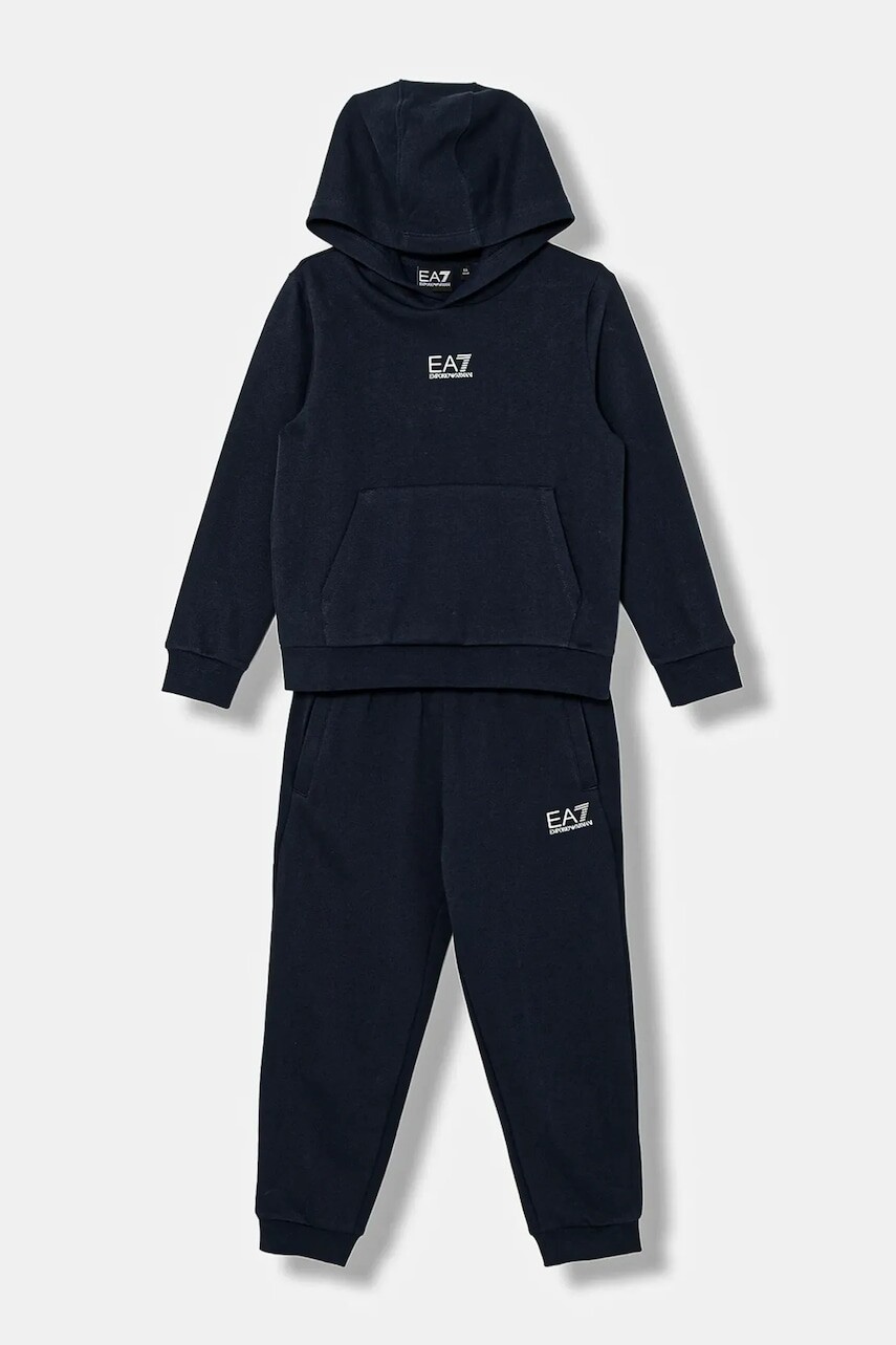 Detská bavlnená tepláková súprava EA7 Emporio Armani tmavomodrá farba, 7B000164 AF10368