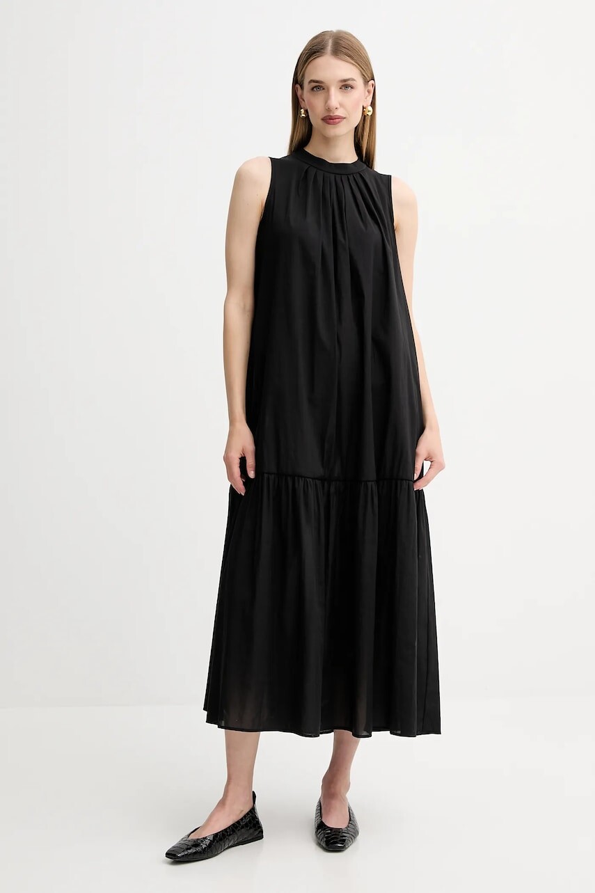Šaty Weekend Max Mara YANG čierna farba, maxi, áčkový strih, 2525236011600