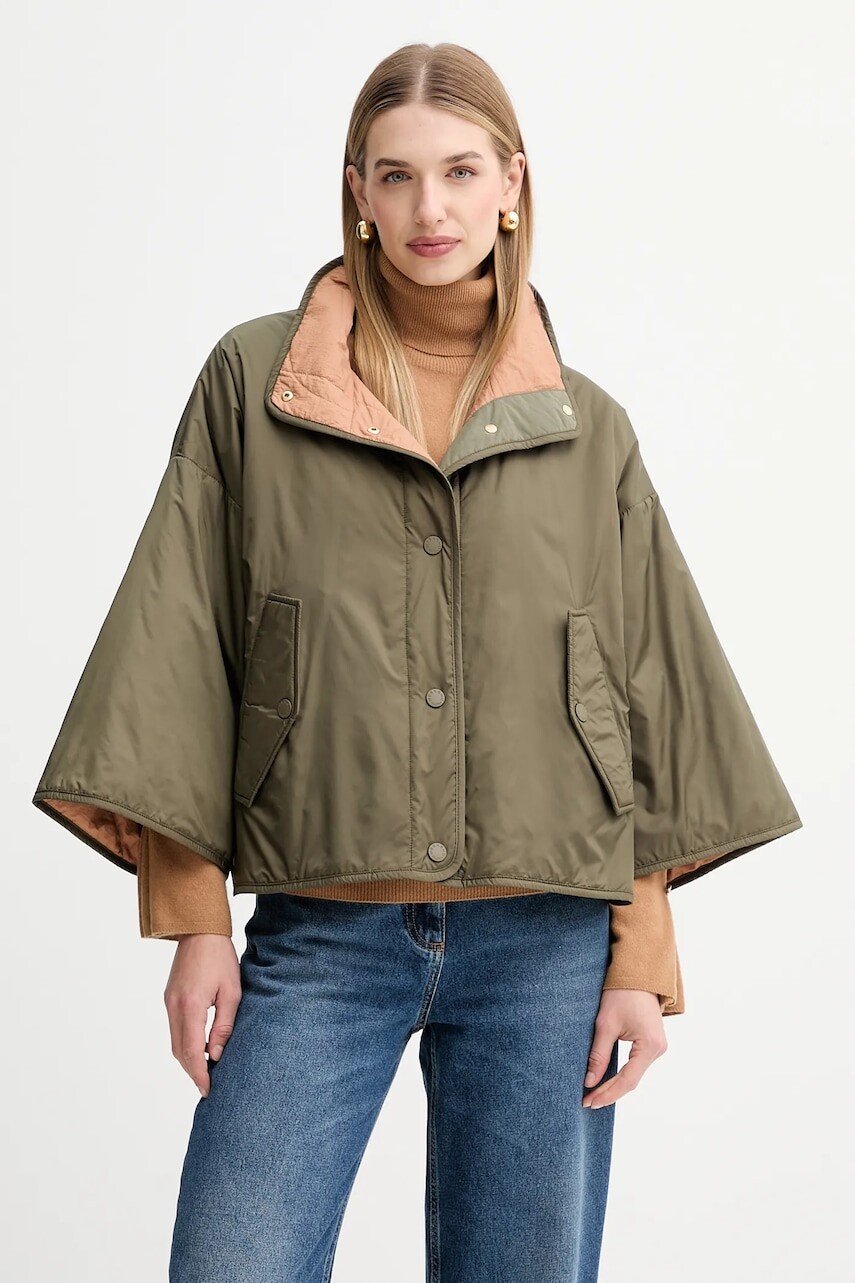 Obojstranná bunda Weekend Max Mara RONCO zelená farba, prechodná, oversize, 2525486011600