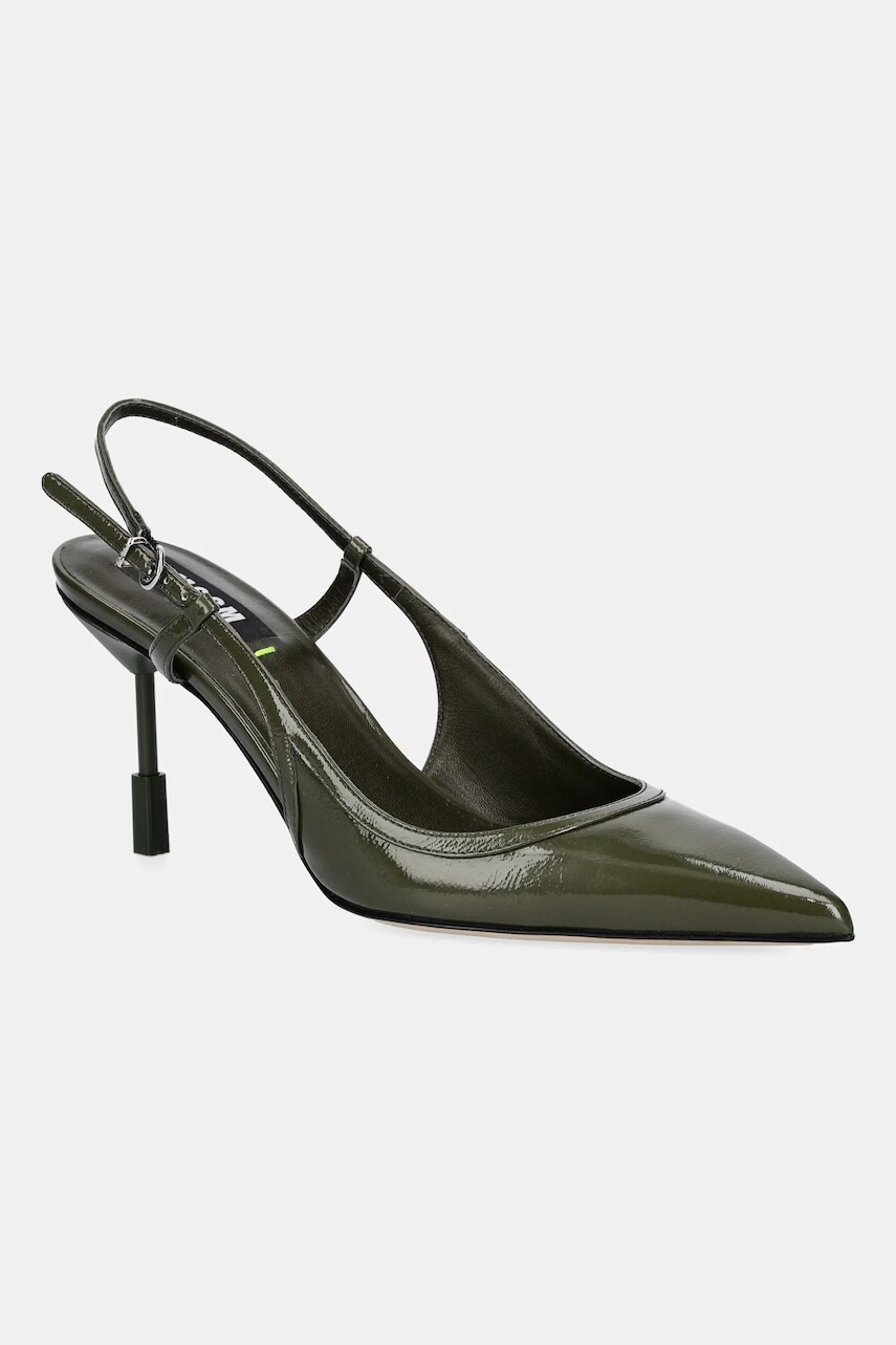 Kožené lodičky MSGM zelená farba, 3941MDS931 818