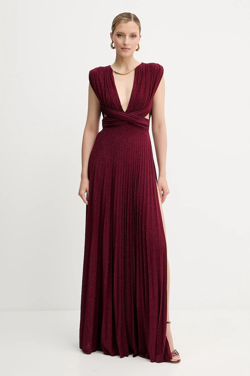 Šaty Elisabetta Franchi bordová farba, maxi, áčkový strih, ABR1556E2