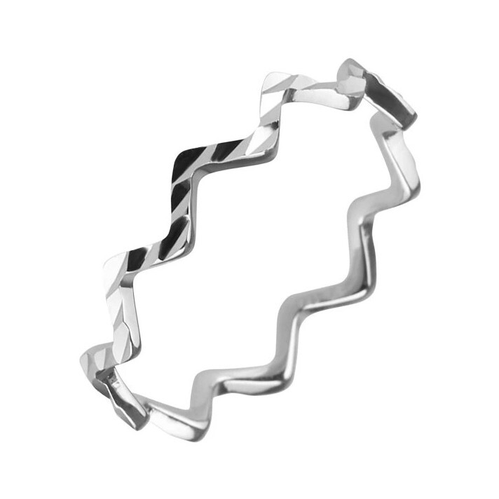 Evolution Group Elegantný strieborný prsteň vlnky s ozdobným prelisovaním 65008 52 mm