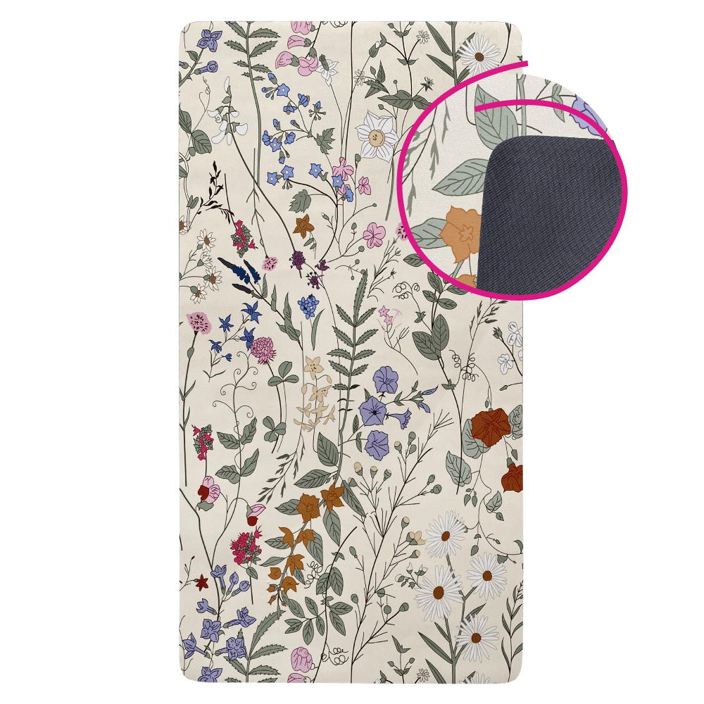 Kúpeľňová predložka, krémová/kvetinový vzor, 40x60, VIMAL TYP 1