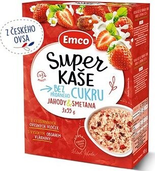 Emco Super kaša jahody a smotana 3× 55 g
