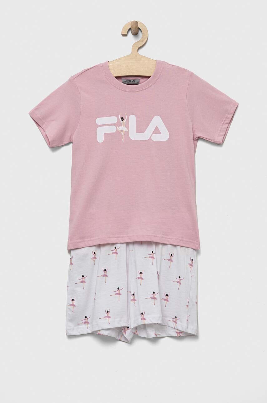 Detské bavlnené pyžamo Fila biela farba, vzorované