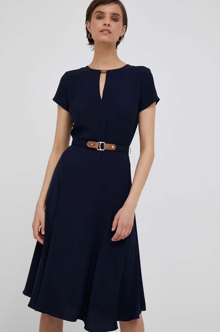 Šaty Lauren Ralph Lauren tmavomodrá farba,mini,áčkový strih,250909382