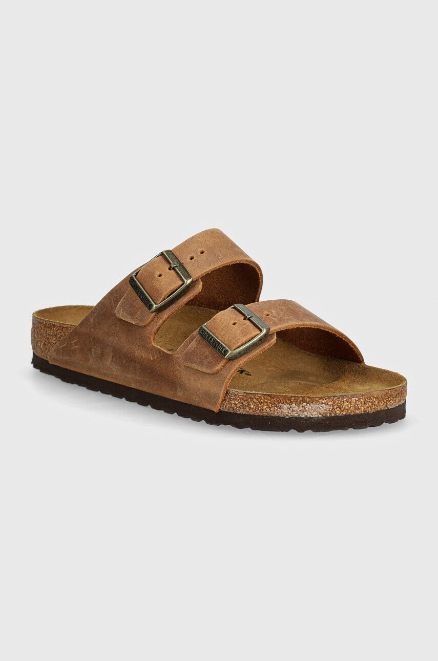 Kožené šľapky Birkenstock Arizona pánske, hnedá farba, 1028272
