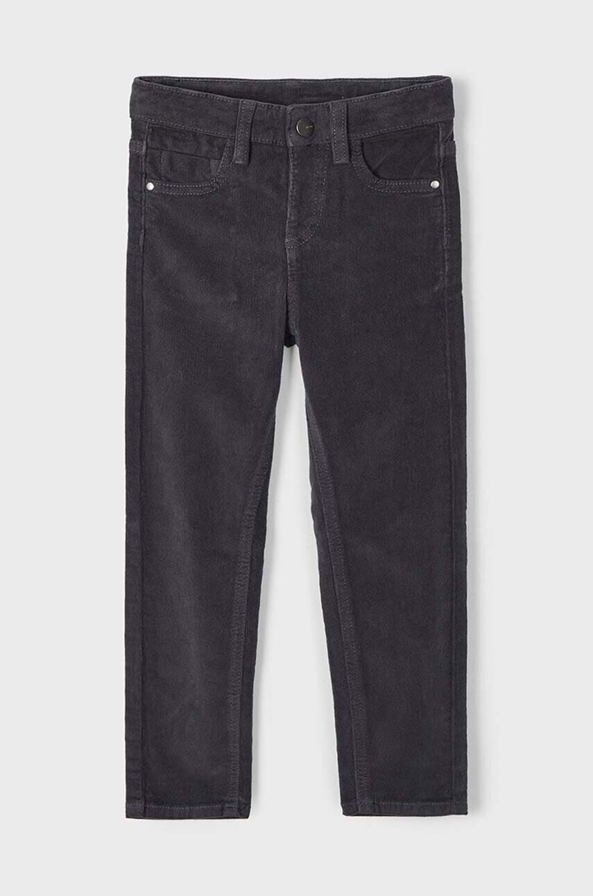 Detské menčestrové nohavice Mayoral sztruks slim fit basi šedá farba, jednofarebné, 537