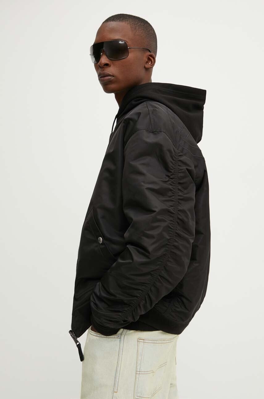 Obojstranná bunda bomber Diesel J-HELD pánska, čierna farba, prechodná, oversize, A14408.0HCAS