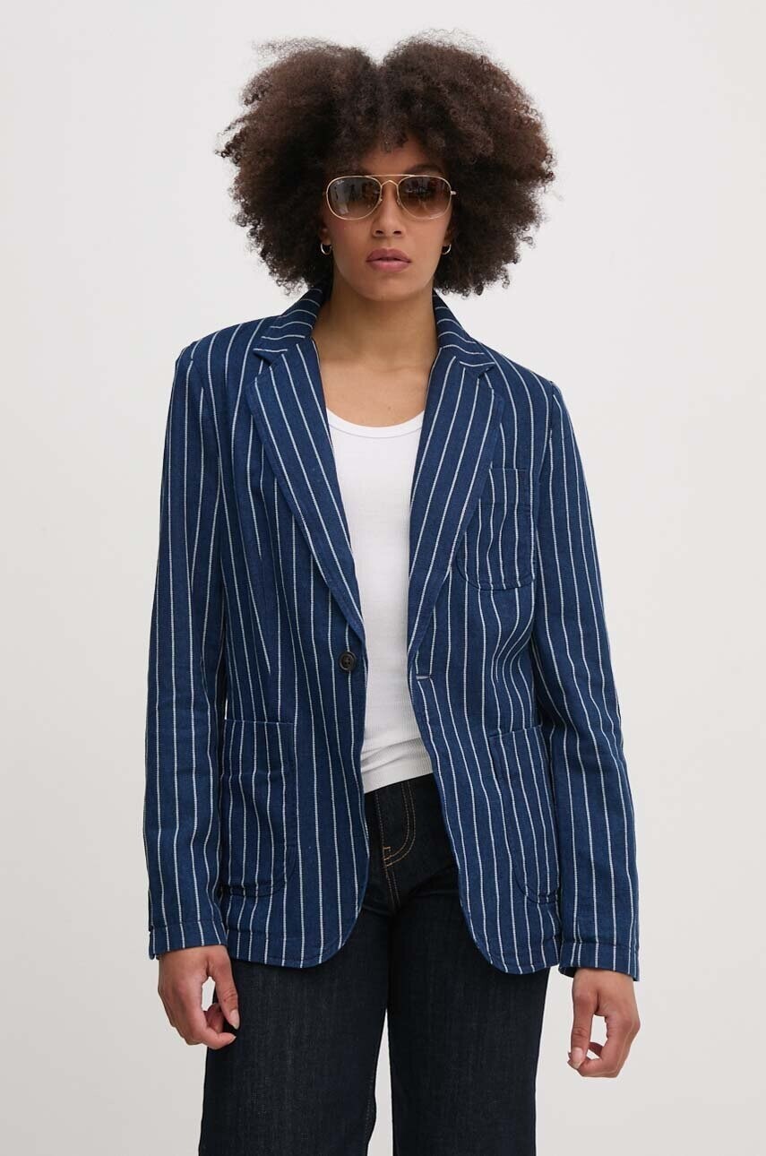 Ľanové sako Polo Ralph Lauren jednoradové, vzorované, 211934940