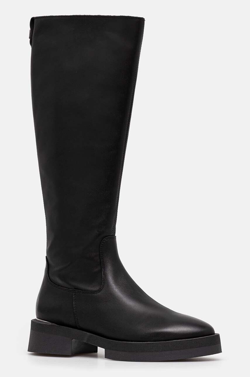 Vysoké čižmy Steve Madden Medellyn dámske, čierna farba, na plochom podpätku, jemne zateplené, SM11003320