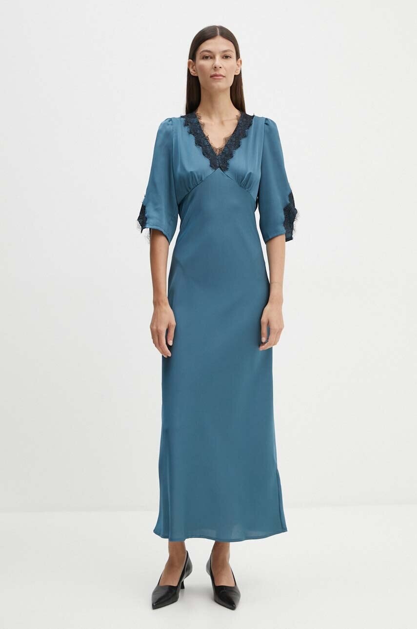 Šaty Bruuns Bazaar AcaciaBBDia dress tmavomodrá farba, maxi, rovný strih, BBW4036