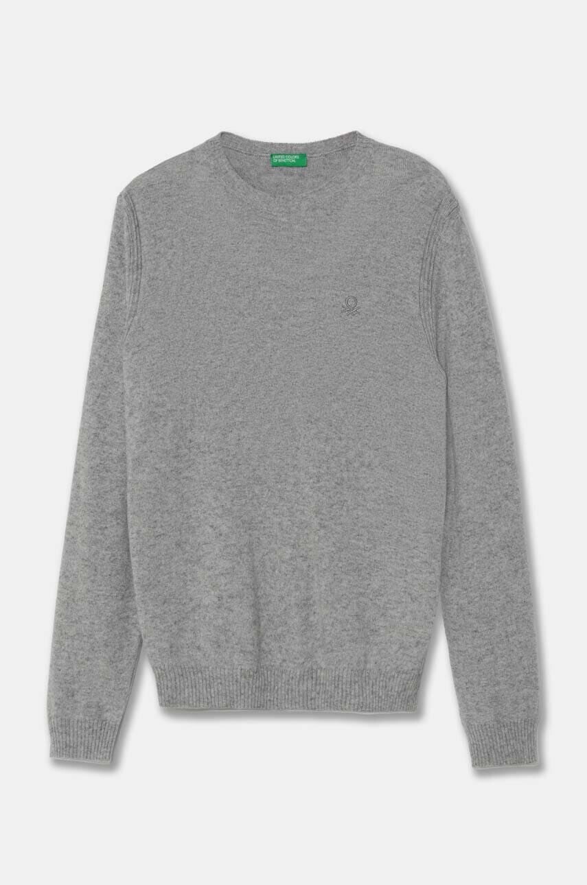 Detský sveter s prímesou vlny United Colors of Benetton šedá farba, tenký, 1032C106W