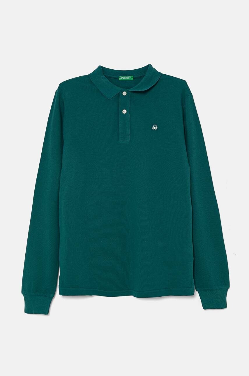 Detské polo tričko United Colors of Benetton zelená farba, jednofarebné, 3089C300Z