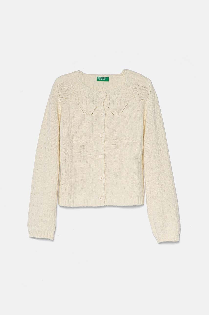 Detský kardigan s prímesou vlny United Colors of Benetton béžová farba, tenký, 1076G500J