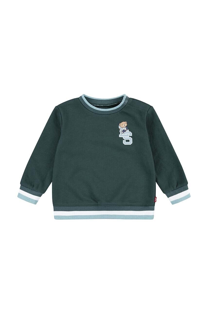Detská mikina Levi's VARSITY LEVI TIPPED CREW zelená farba, s potlačou, 6EL324