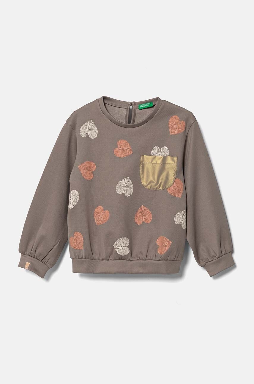 Detská mikina United Colors of Benetton béžová farba, s potlačou, 34JZG10FQ