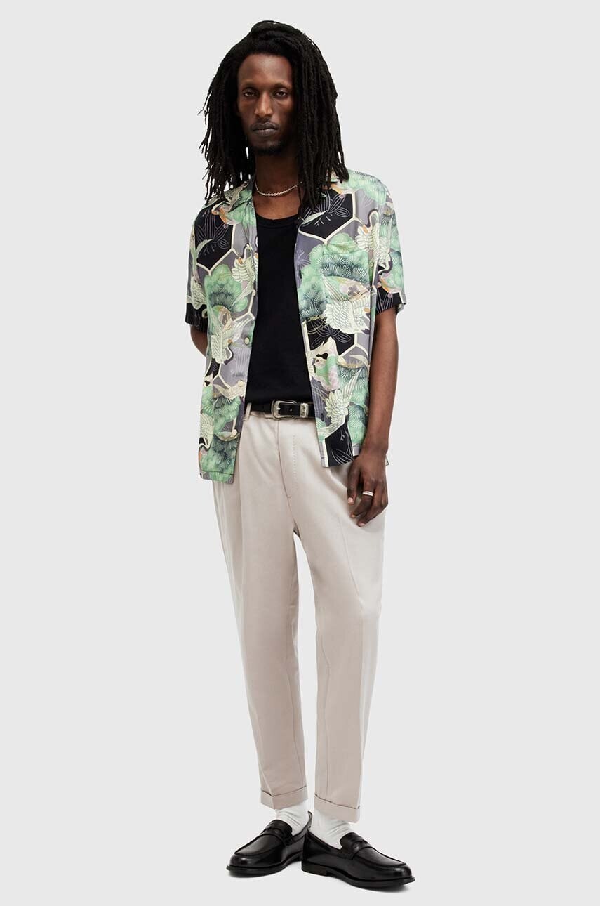 Vlnené nohavice AllSaints TALLIS béžová farba, rovné, M002TZ