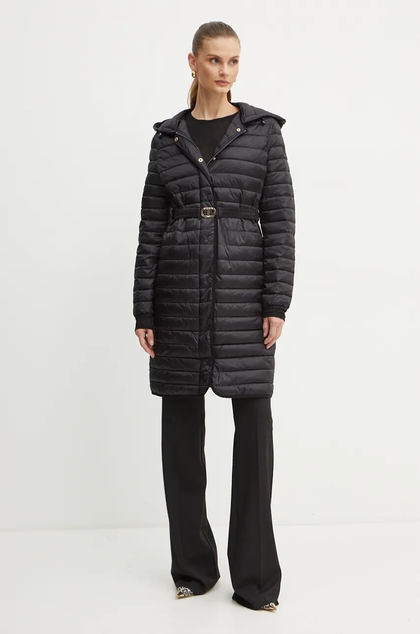 Bunda Twinset dámska, čierna farba, prechodná, 242TP2421