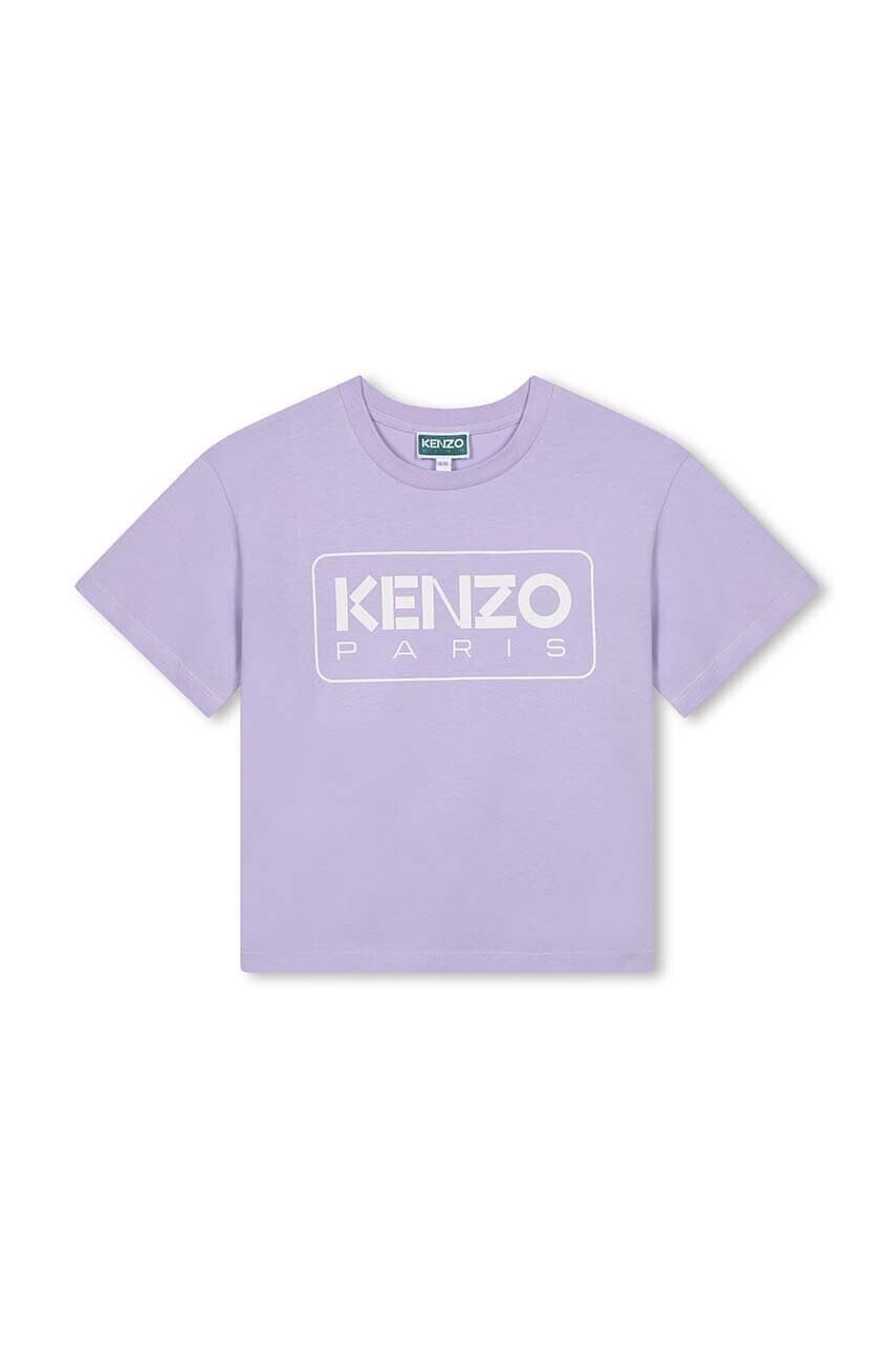 Detské bavlnené tričko Kenzo Kids fialová farba, K60704