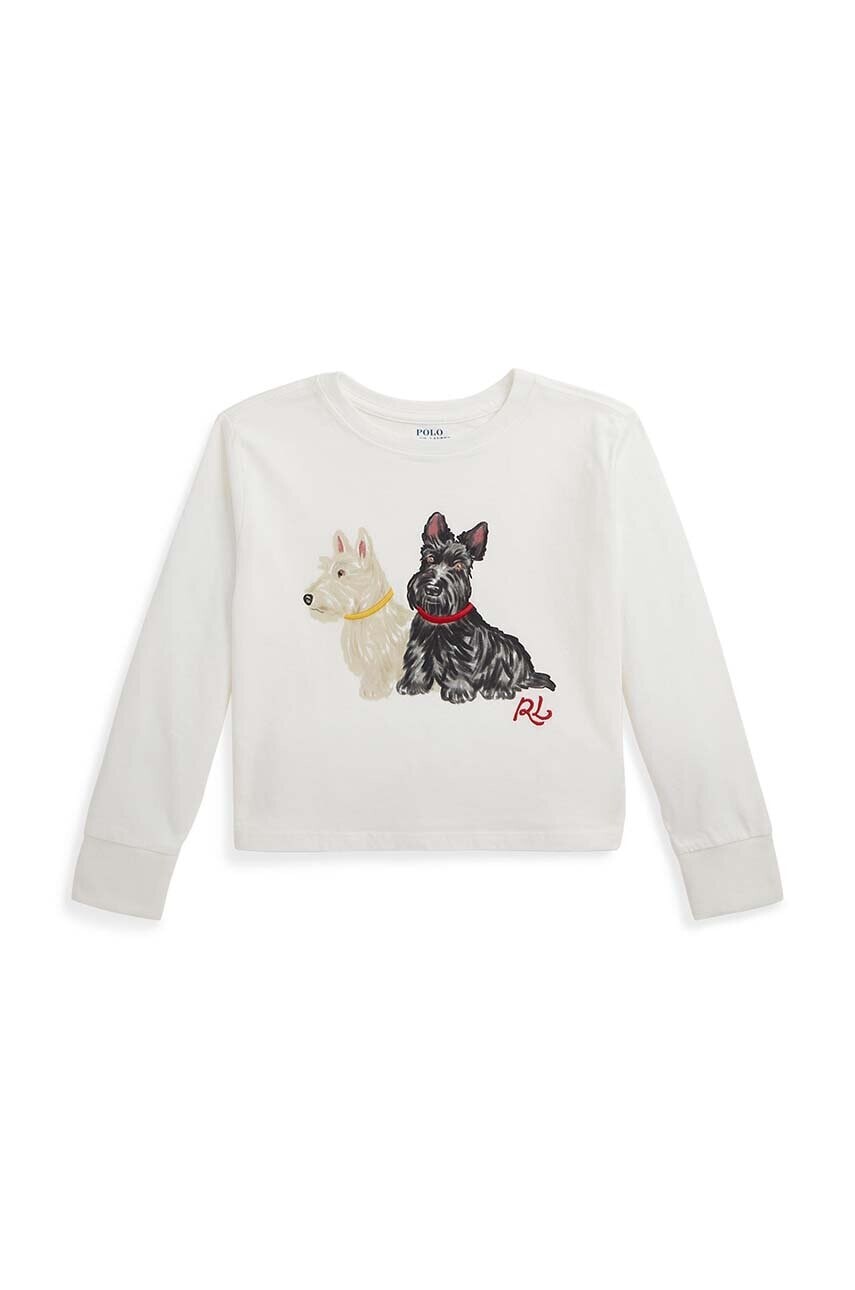 Detská bavlnená košeľa s dlhým rukávom Polo Ralph Lauren biela farba, 312951031001