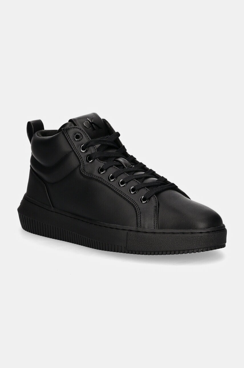 Kožené tenisky Calvin Klein Jeans CHUNKY CUPSOLE CLEAN HIGH čierna farba, YM0YM01120