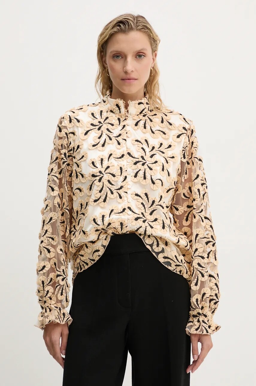 Košeľa Bruuns Bazaar BouvardiaBBMeasa shirt dámska, regular, so stojačikom, BBW4051