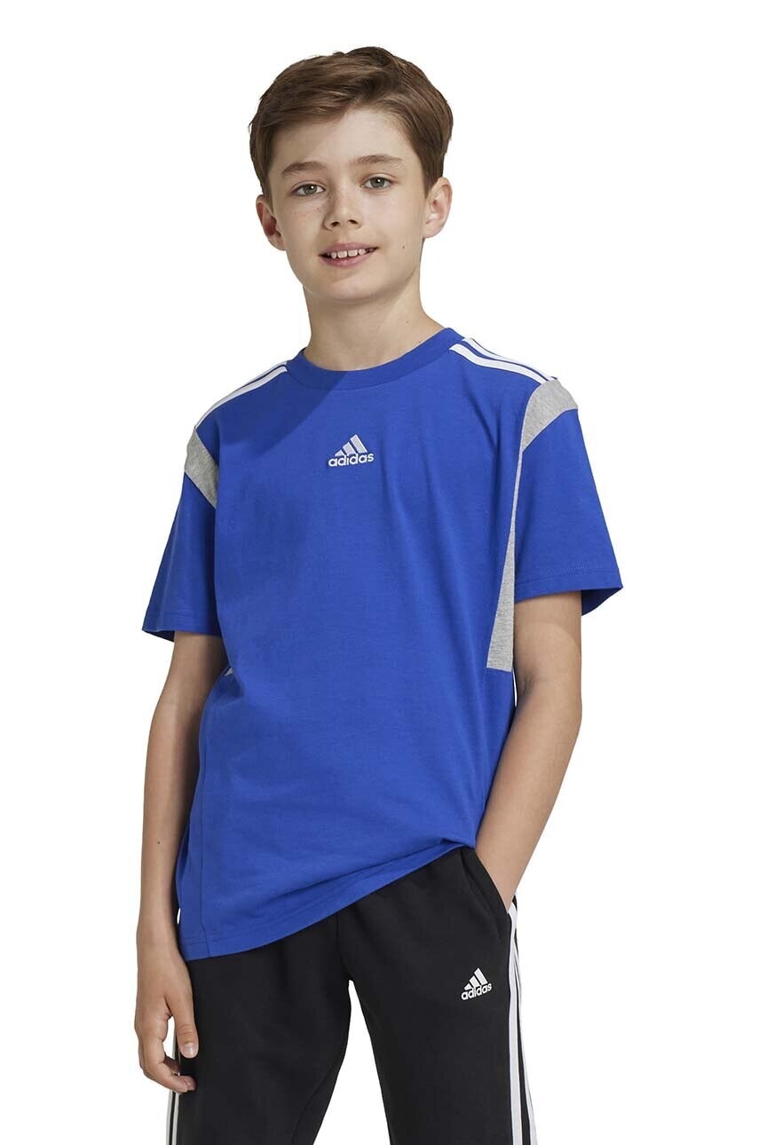 Detské bavlnené tričko adidas B T CB tmavomodrá farba, vzorované, JH1080