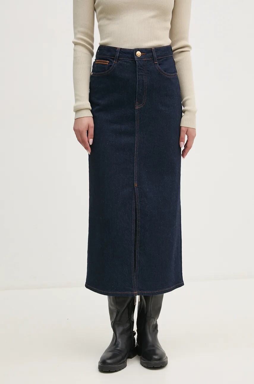 Rifľová sukňa Mos Mosh midi, rovný strih, 164840