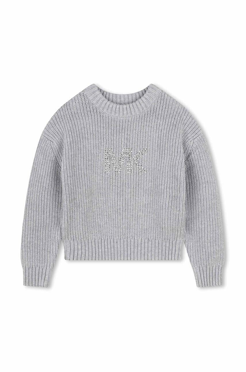 Detský sveter s prímesou vlny Michael Kors šedá farba, R30162