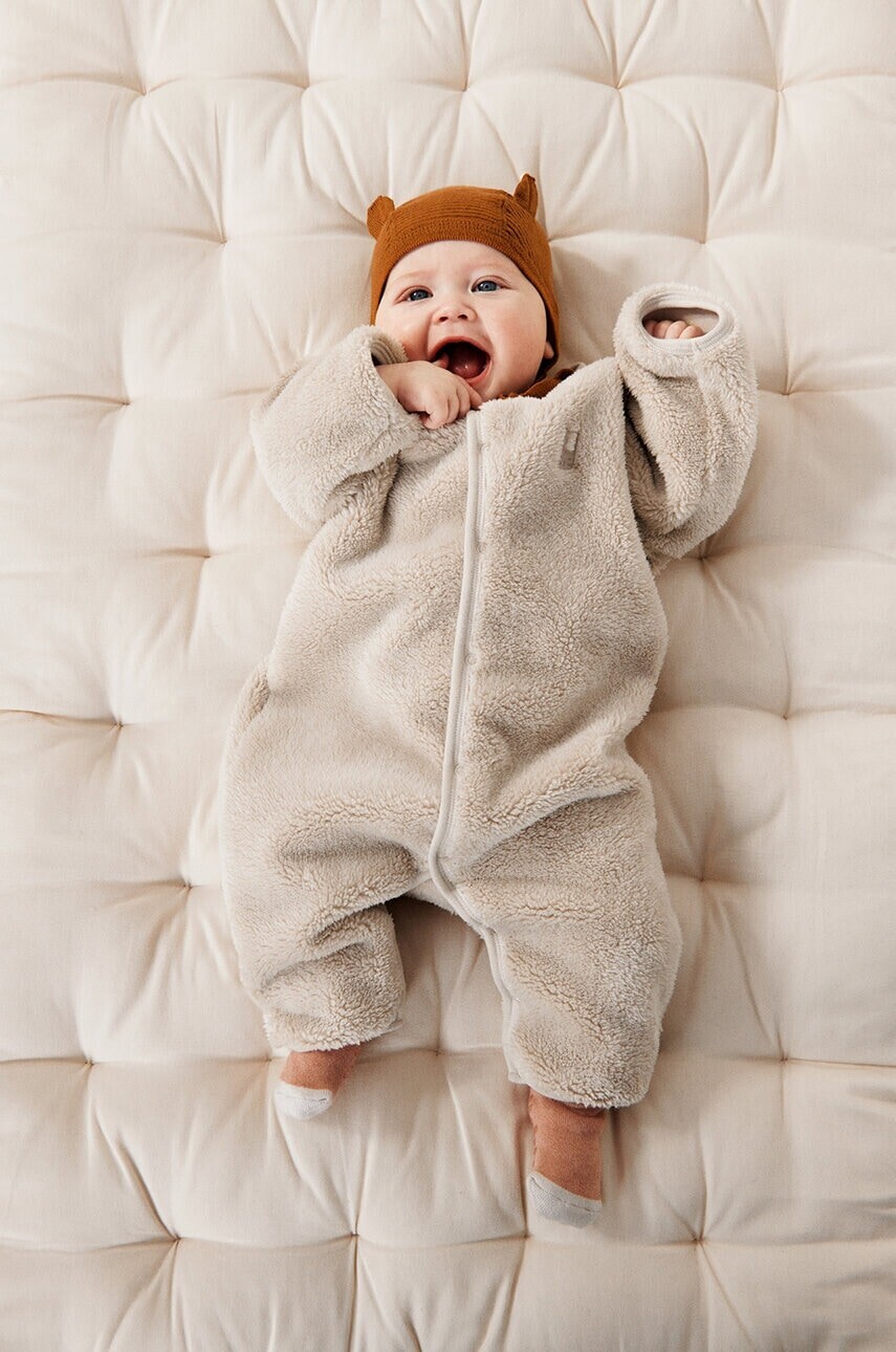 Overal pre bábätká Liewood Bailey Baby Pile Jumpsuit béžová farba, LW19189